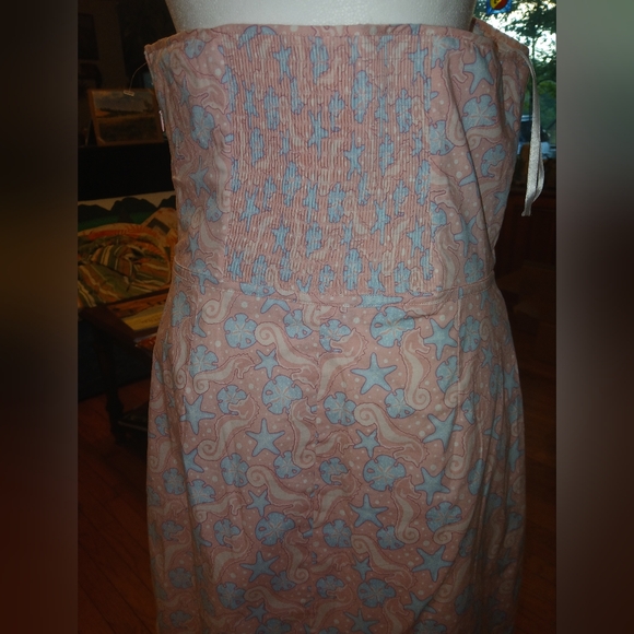 NWT Vineyard Vines Smocked Strapless Pink and Blue Seahorse Seaside Dress 12 - Picture 9 of 9